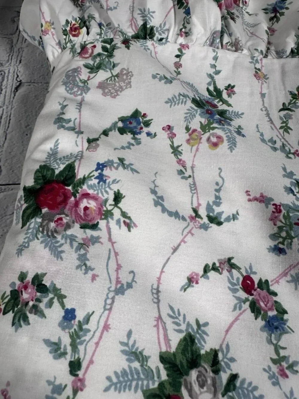 Ralph Lauren Ruffle Twin XL Flat Sheet Cottagecore Floral Shabby Chic Vintage